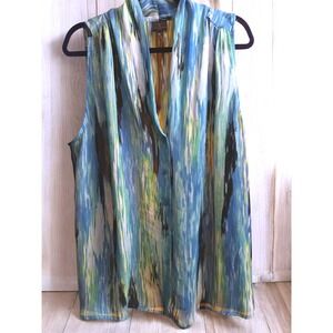 Worthington Woman Top Plus Size 3X‎ XXX Sleeveless Abstract Blouse Shirt Layers